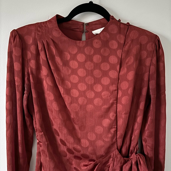 ASTR the label dress long sleeve rust red polka dot - Picture 3 of 8